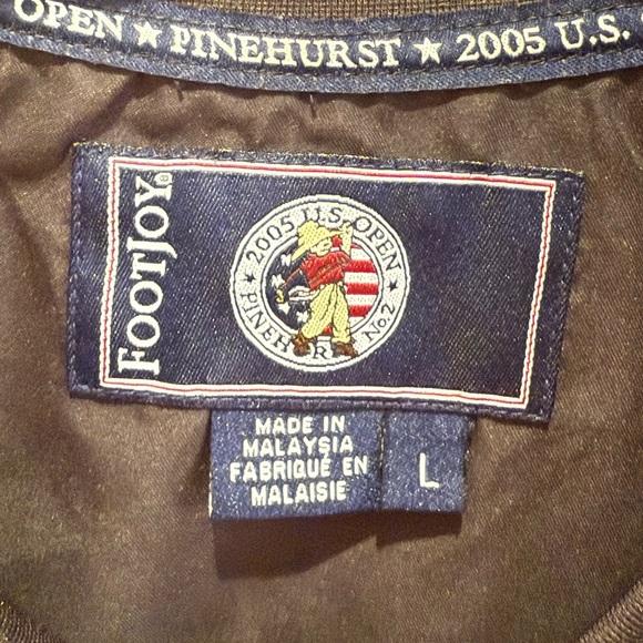 Footjoy US Open Windbreaker Black Golf Pinehurst 2005 Pullover Jacket Large L - Picture 7 of 9